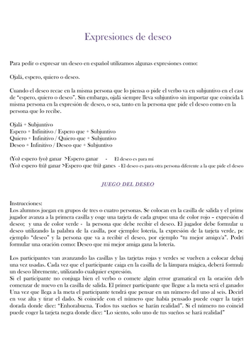 Board game to practice the present Subjuntive