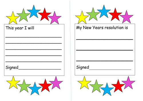 new years resolution sheets 