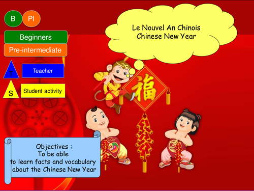 Chinese New Year in French lesson + exercices ( No Prep) / Le nouvel an Chinois en Français
