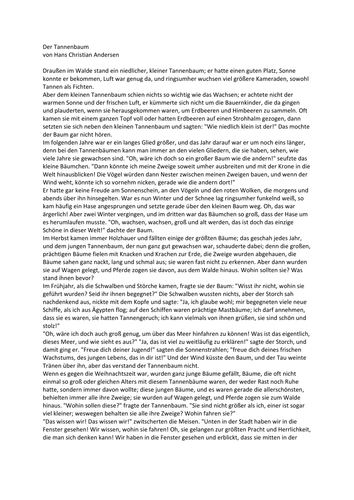 German: Christmas Story - Der Tannenbaum by Hans Christian Andersen