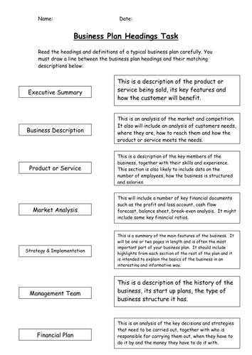 business plan definition gcse