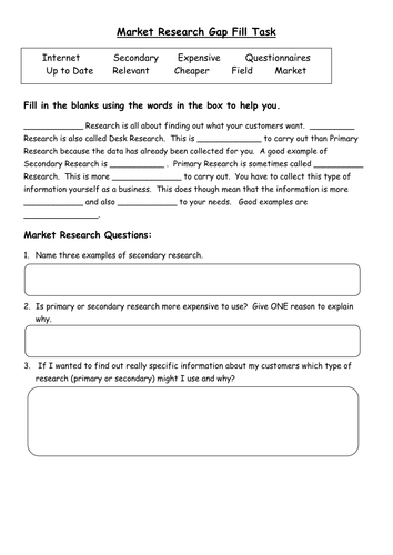 market research tasks for students