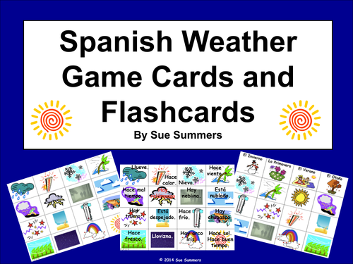Spanish Weather Vocabulary Game Cards and Flashcards - El Tiempo