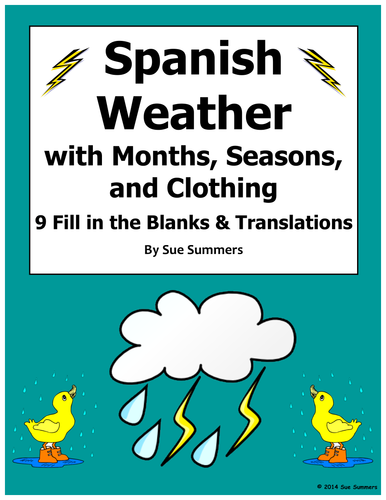 Spanish Weather with Months, Seasons, and Clothing Worksheet