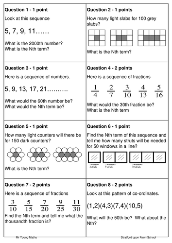 Nth term and sequences (relay)