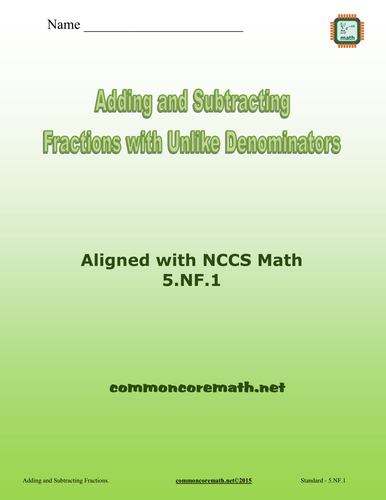 Add/Subtract Fractions with Unlike Denominators - 5.NF.1-2