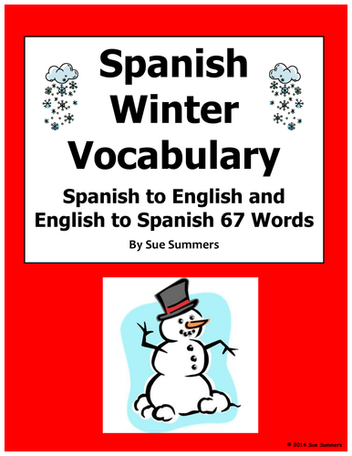 Spanish Winter 67 Word Bilingual Vocabulary Reference