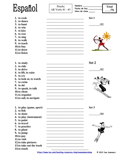 Spanish Verb Infinitives - 76 -AR/ER/IR - 91 Page ...