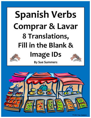 Spanish Verb Conjugations Verbs Comprar and Lavar and Image IDs