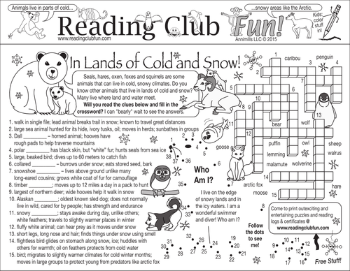 Bundle: Animals in Lands of Ice and Snow Two-Page Activity Set and Word Search Puzzle