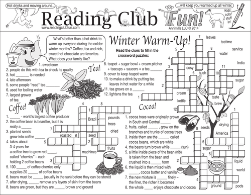 Bundle: Winter Beverages and Activities (Indoor & Outdoor) Two-Page Activity Set and Math Puzzle