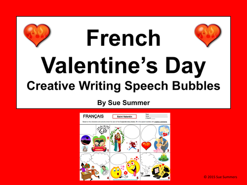 French Valentine's Day Creative Writing Speech Bubble Activity