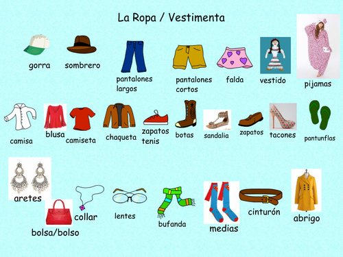 Clothing- Bilingual lesson English and Spanish