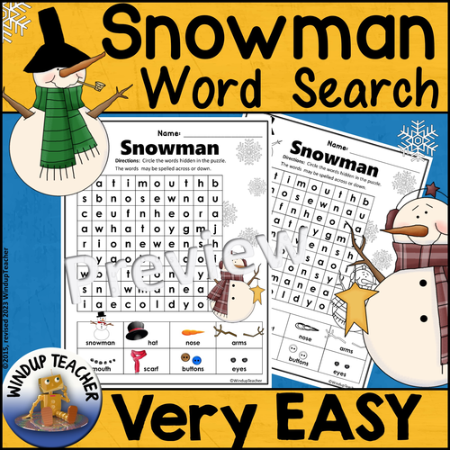 Snowman Word Search - Primary with pictures