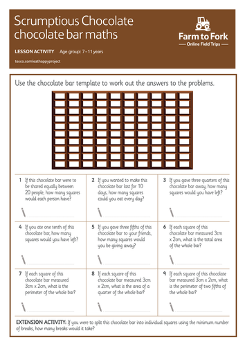 Chocolate bar math (7-11) | Teaching Resources