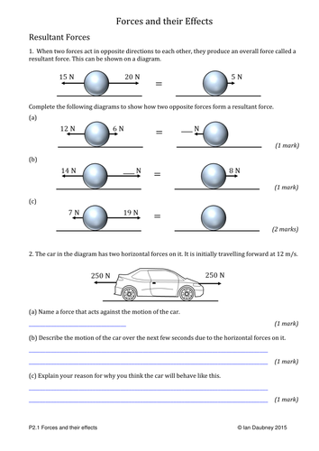 GCSE Physics Worksheets - Forces, Motion and Energy