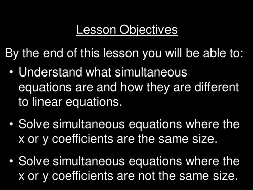 Simultaneous equation interactive solving powerpoint