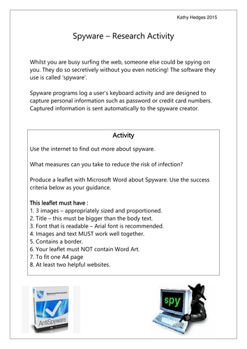 Research Activity on Spyware (ICT Curriculum)