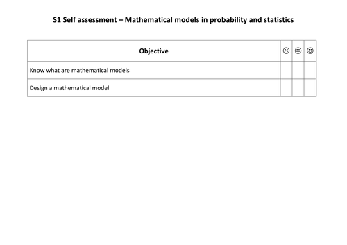 Statistics 1 Set of Self Assessment Sheets