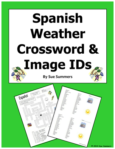 Spanish Weather Crossword Puzzle Worksheet and Vocabulary