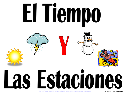 Spanish Weather and Seasons PowerPoint and Signs