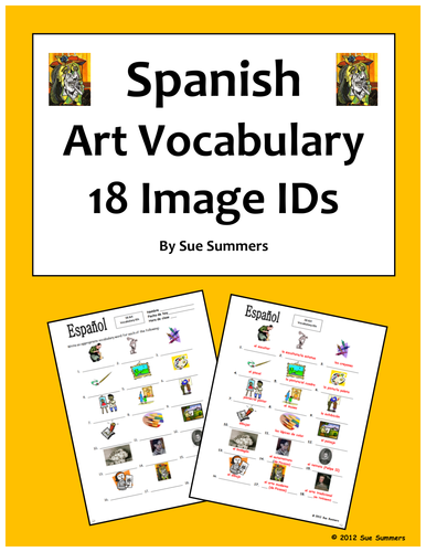 Spanish Art 18 Vocabulary Image IDs Worksheet