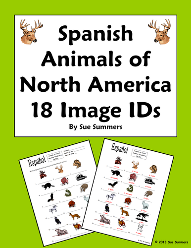Spanish Animals of North America / Wild Animals Vocabulary IDs - Animales