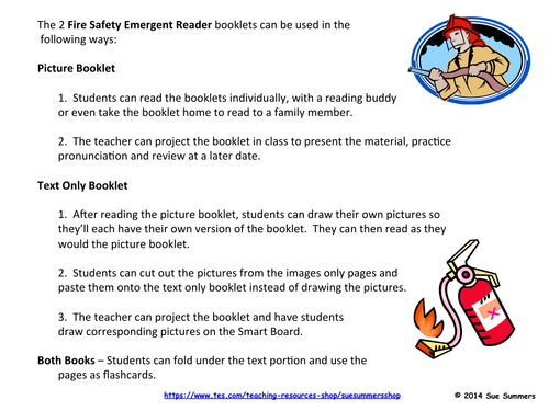 Fire Safety 2 Emergent Reader Booklets - 12 Pages