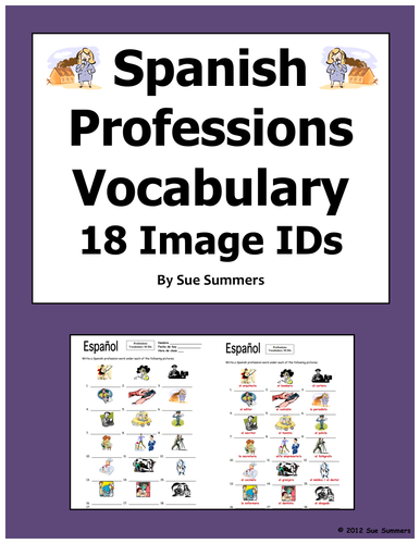 Spanish Professions 18 Vocabulary Image IDs