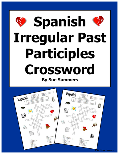 Spanish Past Participle Irregulars Crossword Puzzle and Image IDs