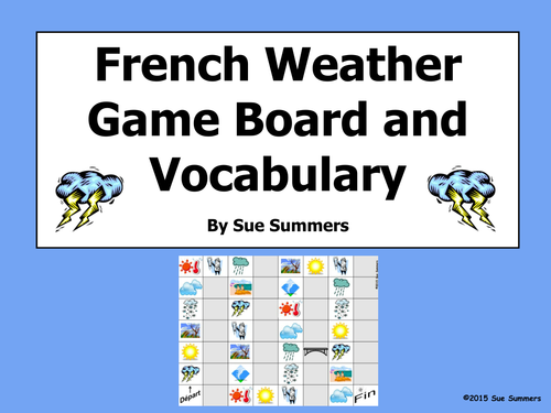 French Weather and Climate Board Game and Vocabulary