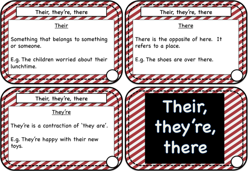 There Their They’re Homophone Grammar Task Cards