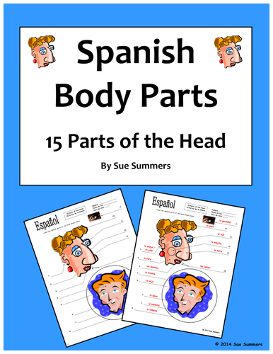 Spanish Body Parts of the Head Diagram to Label - 15 Parts - Cuerpo