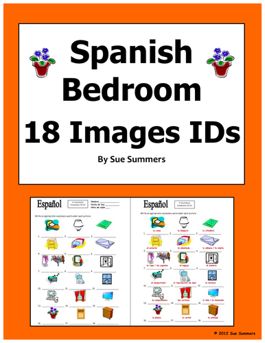 Spanish Bedroom Items 18 Vocabulary IDs - El Dormitorio