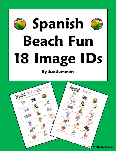 Spanish Beach Fun Vocabulary Image IDs Worksheet - La Playa