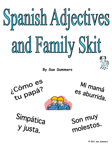 Spanish Adjectives and Family Skit / Role Play / Speaking Activity