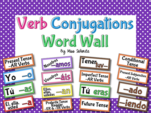 Spanish Verb Conjugations Word Wall & Bulletin Board Set ...