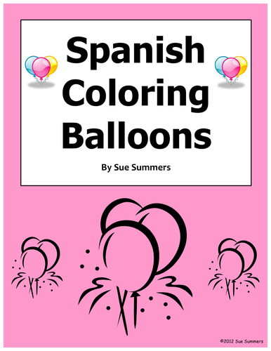 Spanish Coloring Balloons Worksheet - Globos y Los Colores