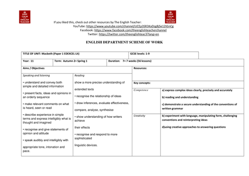 New GCSE Lit: Complete Macbeth SOW