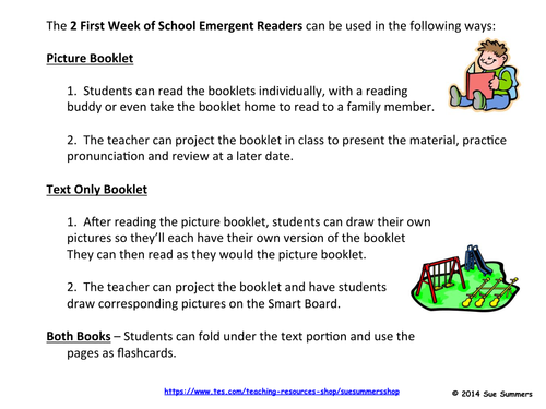 First Week of School 2 Emergent Reader Booklets - ENGLISH