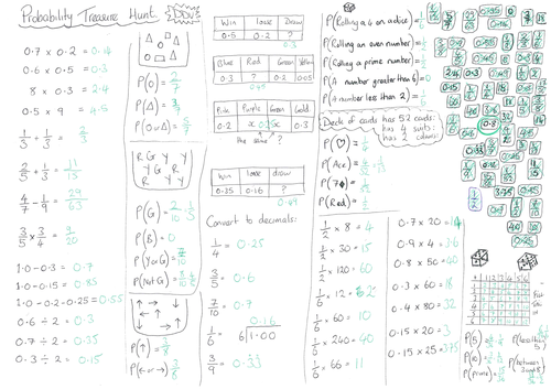 PROBABILITY Revision Treasure hunt Maths