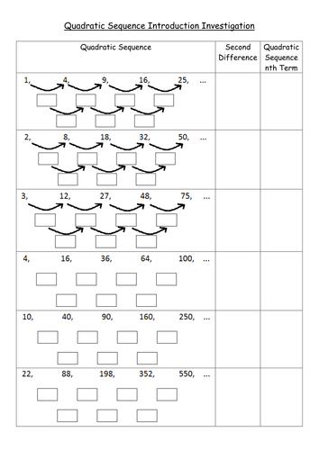 Second Differences in Quadratic Sequences
