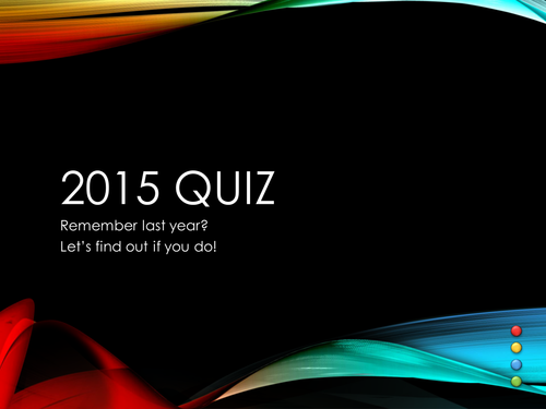 2015 Quiz - Remember last year? Variety of questions about 2015 in a variety of formats.