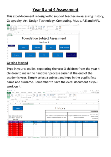 Foundation Subject Statement Assessment 2014 Curriculum Year 3  and Year 4