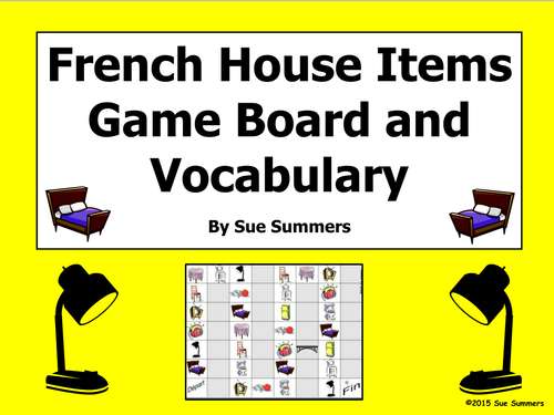 French House Items Board Game and Vocabulary