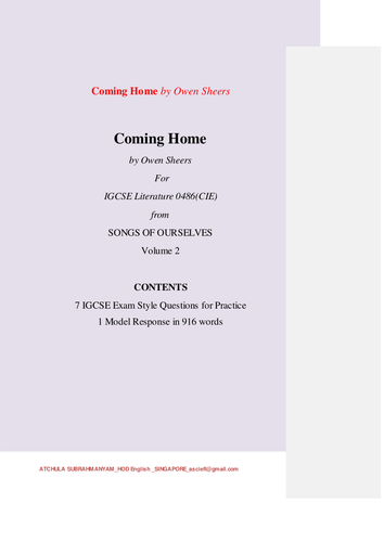 Coming Home by Owen Sheers