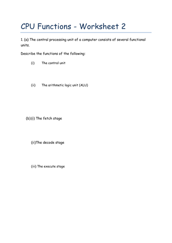 OCR A452 GCSE Practical Investigation THEORY - CPU Central Processing Unit