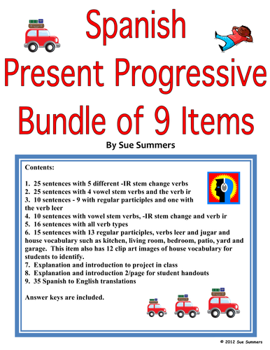 Spanish Present Progressive Bundle - Worksheets and Reference