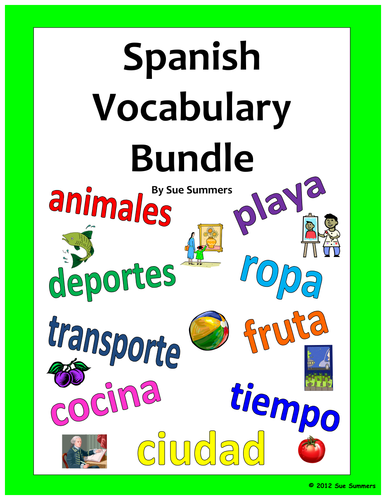 Spanish Vocabulary Image IDs - Bundle of 40 Worksheets Totaling 720 Words!