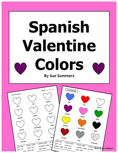 Spanish Valentine Colors Activity Worksheet